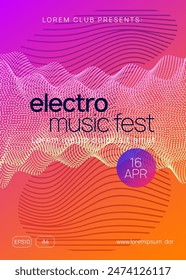 Music Event. Psychedelic Beat Illustration. Pink Edm Magazine. Blue Techno Flyer. Trance Cover. Party Poster. Night Club Concert Element. Violet Music Event