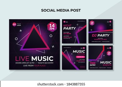 Music Event Square Banner. Suitable For Music Flyer, Poster And Social Media Post Template
