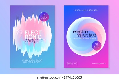 Music Event. Trance And Carnival Concept. Jazz Club Flyer. Minimal Background For Magazine Layout. Cool Art For Invitation. Pink And Blue Music Event