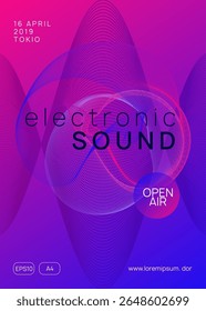 Music Event. Trance Vector. Pink Techno Background. Dj Concert Graphic. Party Set. Electronic Audio Invitation. Blue Discotheque Magazine. Green Music Event