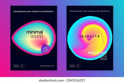 Music Event. Wave Art For Magazine. Jazz House Poster. Graphic Background For Presentation Design. Dance And Concert Layout. Pink And Blue Music Event