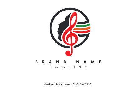 Music Face Logo Design Vector