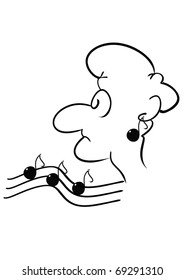 Music fan portrait with music notes
