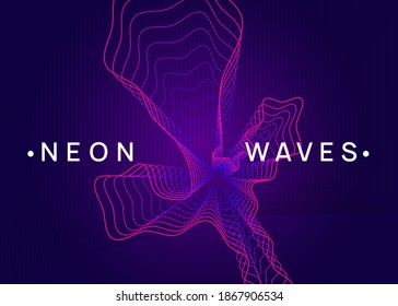 Music fest. Bright show banner concept. Dynamic fluid shape and line. Music fest neon flyer. Electro dance. Electronic trance sound. Techno dj party. Club event poster.