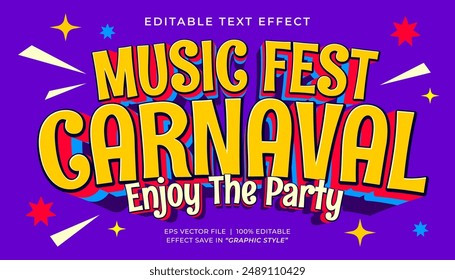 Music Fest Carnaval editierbarer Texteffekt-Stil 90er Jahre Vintage-Vorlage