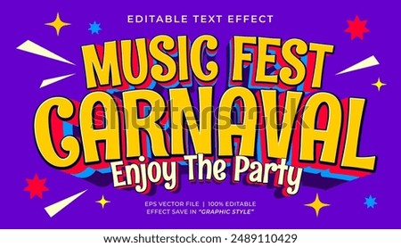 Music Fest Carnaval editable text effect style 90s vintage template