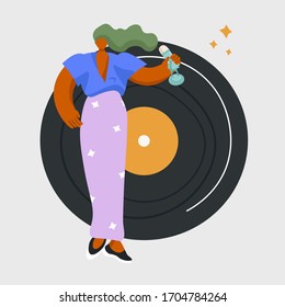 Music fest, concept of live online music translation, podcast, event poster and banner. Bright vector illustration with singer on the topic of online concert. Broadcast music event.