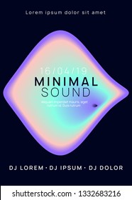 Music fest. Cool techno event brochure template. Fluid holographic gradient shape and line. Electronic sound. Night dance lifestyle holiday. Summer poster and music fest flyer.