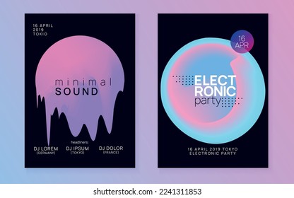 Music Fest. Dynamic Background For Magazine Concept. Indie Techno Poster. Dance And Carnival Design. Cool Effect For Brochure. Pink And Blue Music Fest