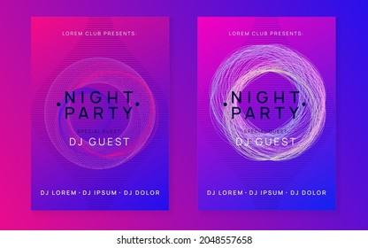 Music fest. Dynamic fluid shape and line. Futuristic concert brochure set. Music fest neon flyer. Electro dance. Electronic trance sound. Techno dj party. Club event poster.