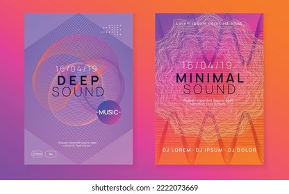 Music fest. Dynamic fluid shape and line. Minimal discotheque banner set. Music fest neon flyer. Electro dance. Electronic trance sound. Techno dj party. Club event poster.