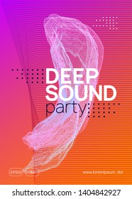 Music fest. Dynamic gradient shape and line. Cool show magazine layout. Music fest neon flyer. Electro dance. Electronic trance sound. Techno dj party. Club event poster.