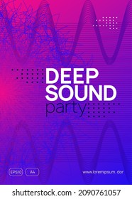 Music fest. Dynamic gradient shape and line. Geometric show brochure template. Music fest neon flyer. Electro dance. Electronic trance sound. Techno dj party. Club event poster.