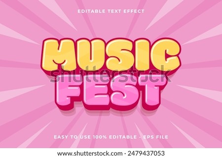 music fest Editable text effect 3d Trendy Cartoon template style cute vector