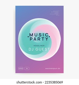 Music Fest. Electronic And Discotheque Template. Gradient Background For Invitation Shape. Cool Glitch For Magazine. Jazz Trance Poster. Pink And Turquoise Music Fest