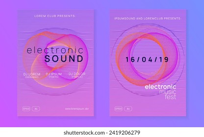 Music fest. Energy concert banner set. Dynamic gradient shape and line. Music fest neon flyer. Electro dance. Electronic trance sound. Techno dj party. Club event poster.