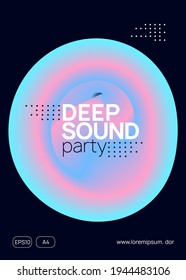Music fest. Fluid holographic gradient shape and line. Electronic sound. Night dance lifestyle holiday. Abstract indie event banner design. Summer poster and music fest flyer.