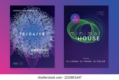 Music fest. Futuristic concert banner set. Dynamic fluid shape and line. Music fest neon flyer. Electro dance. Electronic trance sound. Techno dj party. Club event poster.