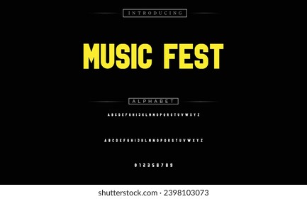 Music Fest Modern Bold Font. Sans Serif Font. Regular Italic Uppercase Lowercase Typography urban style alphabet fonts for fashion, sport, technology, digital, movie, logo design, vector