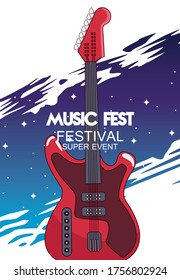 music fest poster with electric guitar vector illustration design