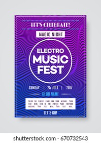 Music Fest Poster Template For Party With Color Gradient Line Style Background. Vector Illustration 