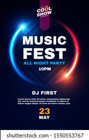 Music Fest Poster Template. Show, Exhibition, Competition, Birthday And Dance Party Flyer Design.