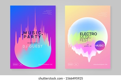 Music fest set. Fluid holographic gradient shape and line. Electronic sound. Night dance lifestyle holiday. Commercial disco show banner design. Summer poster and music fest flyer. Music fest set. Fluid holographic gradient shape and line. Electronic sound. Night dance lifestyle holiday. Commercial disco show banner design. Summer poster and music fest flyer.