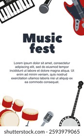 Music fest showcasing instruments with vibrant design and engaging atmosphere