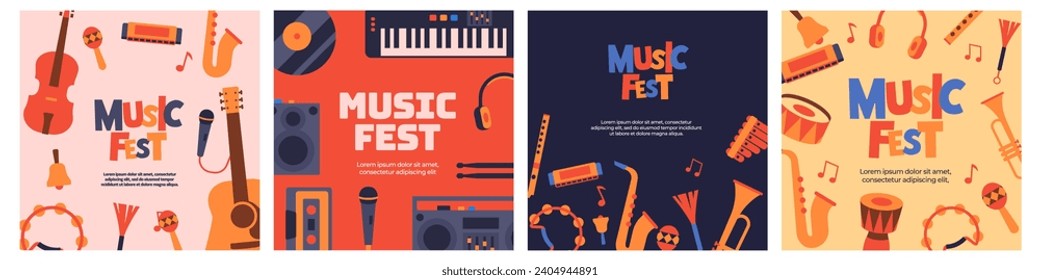 Music fest social media post. Music banners
