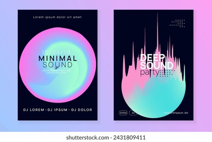 Music Fest. Trendy Techno Party. Holiday Pattern For Invitation Template. Trance And Nightlife Design. Modern Effect For Brochure. Pink And Blue Music Fest