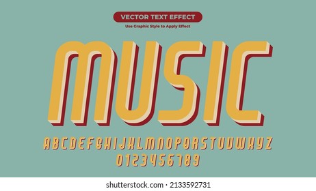 Music Festival 3D Text Effect With Retro And Vintage Style