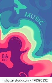 Music festival abstract poster. Liquid ink. Modern style trends. Background for banner, card, poster, identity,web design. 