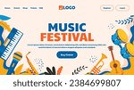 Music festival background. Music fest. Music concert design. Musical event.  musicians, instruments. Vector illustration Template for Poster, Banner, Flyer, Invitation, Card, Social media Post, Cover.