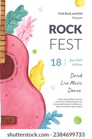 Music festival background. Music fest. Music concert design. Musical event.  musicians, instruments. Vector illustration Template for Poster, Banner, Flyer, Invitation, Card, Social media Post, Cover.