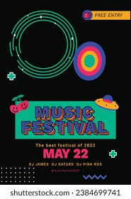 Music festival background. Music fest. Music concert design. Musical event.  musicians, instruments. Vector illustration Template for Poster, Banner, Flyer, Invitation, Card, Social media Post, Cover.