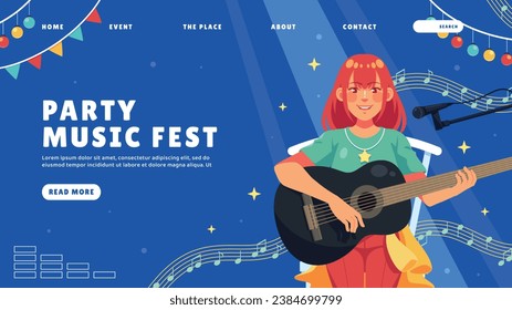 Music festival background. Music fest. Music concert design. Musical event.  musicians, instruments. Vector illustration Template for Poster, Banner, Flyer, Invitation, Card, Social media Post, Cover.
