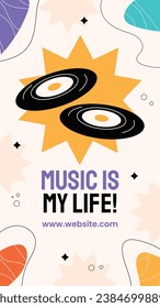 Music festival background. Music fest. Music concert design. Musical event.  musicians, instruments. Vector illustration Template for Poster, Banner, Flyer, Invitation, Card, Social media Post, Cover.