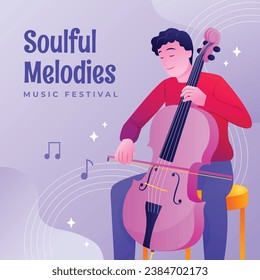 Music festival background. Music fest. Music concert design. Musical event. Musicians, instruments. Vector illustration Template for Poster, Banner, Flyer, Invitation, Card, Social media Post, Cover.