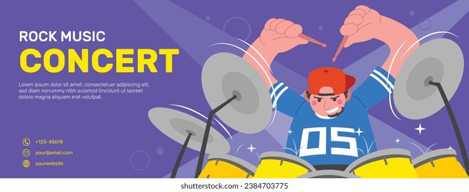 Music festival background. Music fest. Music concert design. Musical event. Musicians, instruments. Vector illustration Template for Poster, Banner, Flyer, Invitation, Card, Social media Post, Cover.
