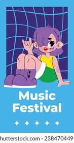 Music festival background. Music fest. Music concert design. Musical event. Musicians, instruments. Vector illustration Template for Poster, Banner, Flyer, Invitation, Card, Social media Post, Cover.