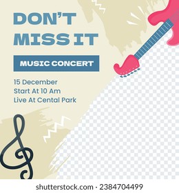 Music festival background. Music fest. Music concert design. Musical event. Musicians, instruments. Vector illustration Template for Poster, Banner, Flyer, Invitation, Card, Social media Post, Cover.
