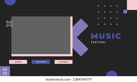 Music festival background. Music fest. Music concert design. Musical event. Musicians, instruments. Vector illustration Template for Poster, Banner, Flyer, Invitation, Card, Social media Post, Cover.
