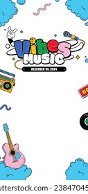 Music festival background. Music fest. Music concert design. Musical event. Musicians, instruments. Vector illustration Template for Poster, Banner, Flyer, Invitation, Card, Social media Post, Cover.