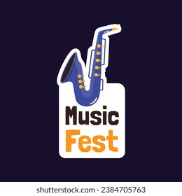 Music festival background. Music fest. Music concert design. Musical event. Musicians, instruments. Vector illustration Template for Label, Sticker, Poster, Invitation, Card, Social media Post.