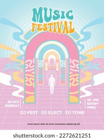 music festival banner with pastel colour theme, suitable for event media flyers