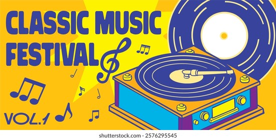 Music festival banner template. Event poster for social media, advertisement, billboard, ads. Music fest flyer promotion design. Rock, jazz, pop, dj. Event banner for digital and print