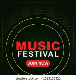 Music festival banner Template for Social Media Post , Web Ads, Poster. Music festival poster template. 3D background flyer for music festival.