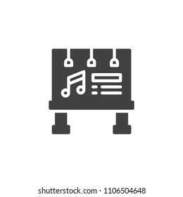 Music festival billboard vector icon. filled flat sign for mobile concept and web design. Street board with concert poster simple solid icon. Symbol, logo illustration. Pixel perfect vector graphics
