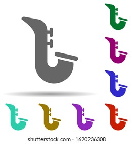 Music festival, blues, musical instrument, saxophone in multi color style icon. Simple glyph, flat vector of music festival icons for ui and ux, website or mobile application