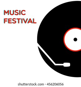 Music festival brochure template with illustration vinyl vintage retro disc / vector eps 10